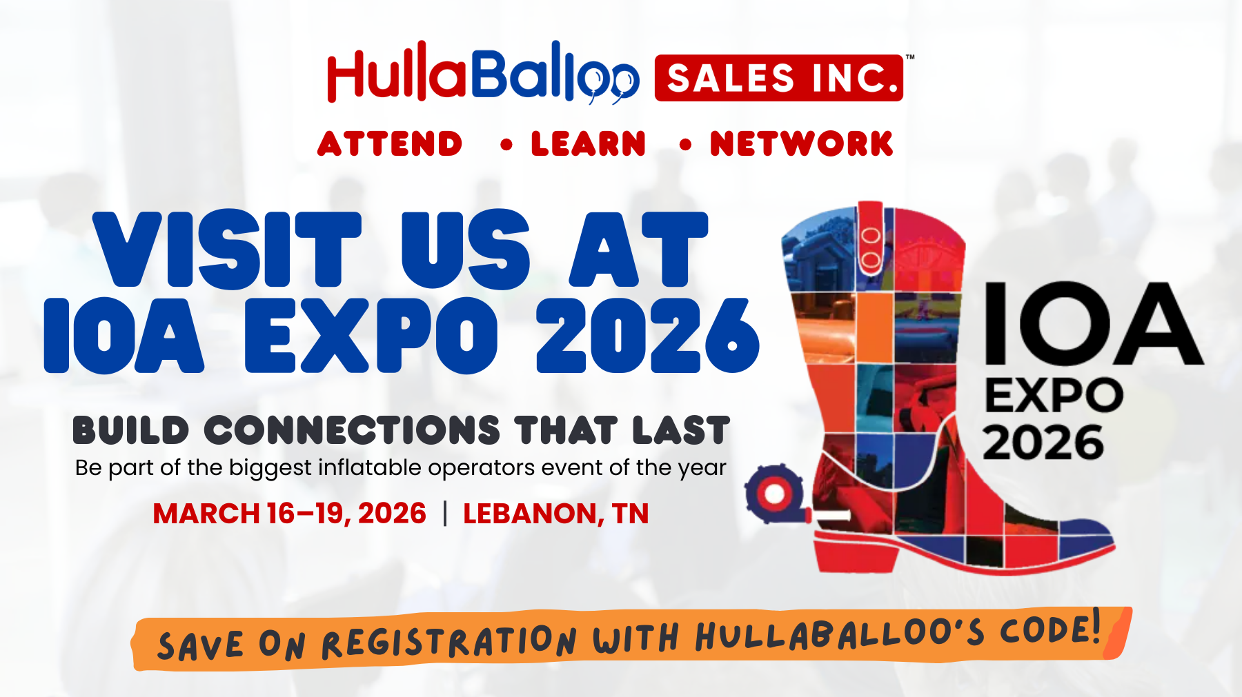 HullaBalloo Sales attending the 2026 IOA Expo Banner