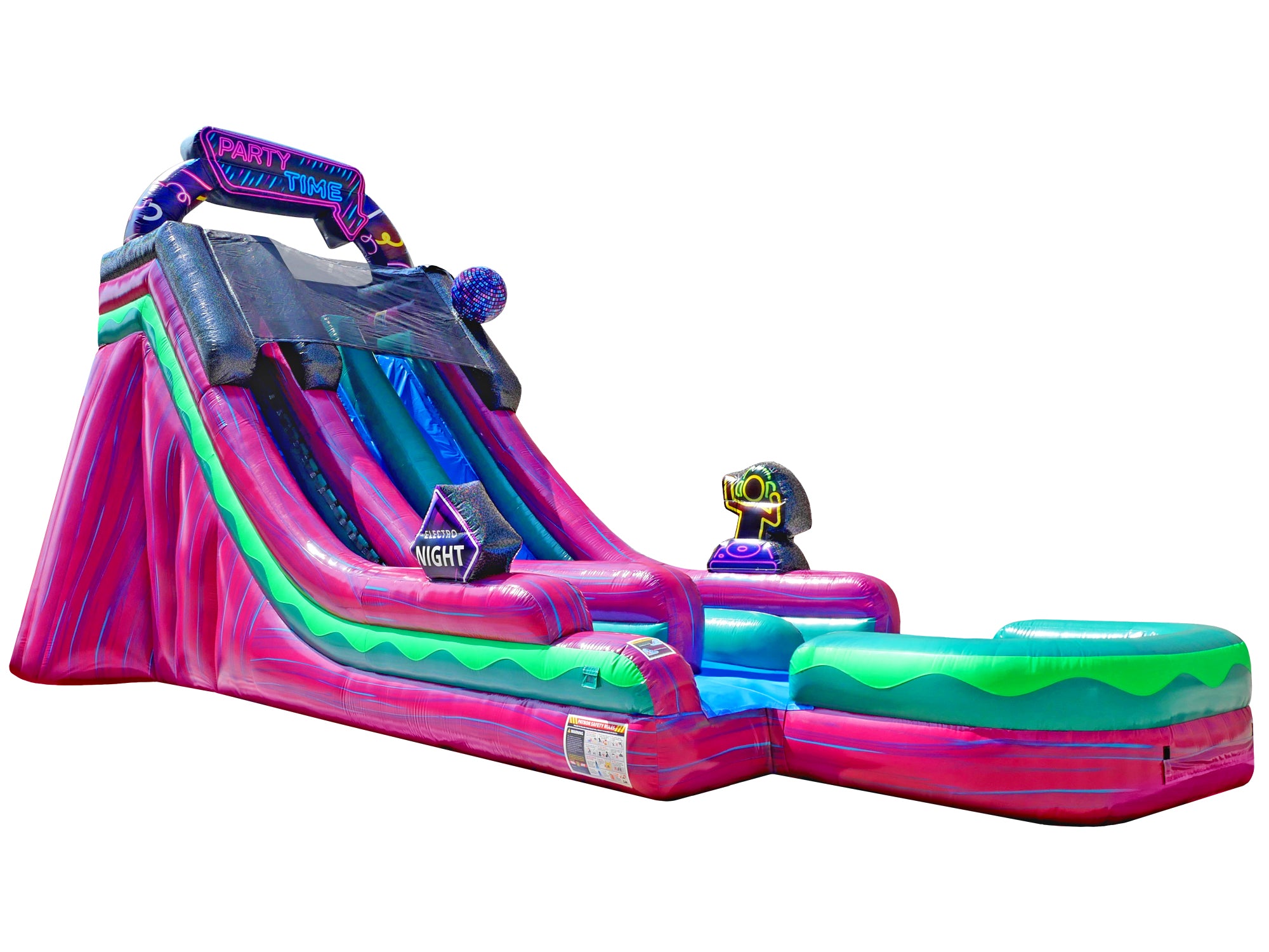 20 Foot Neon Glow Dual Lane Inflatable Water Slide _ HullaBalloo Sales