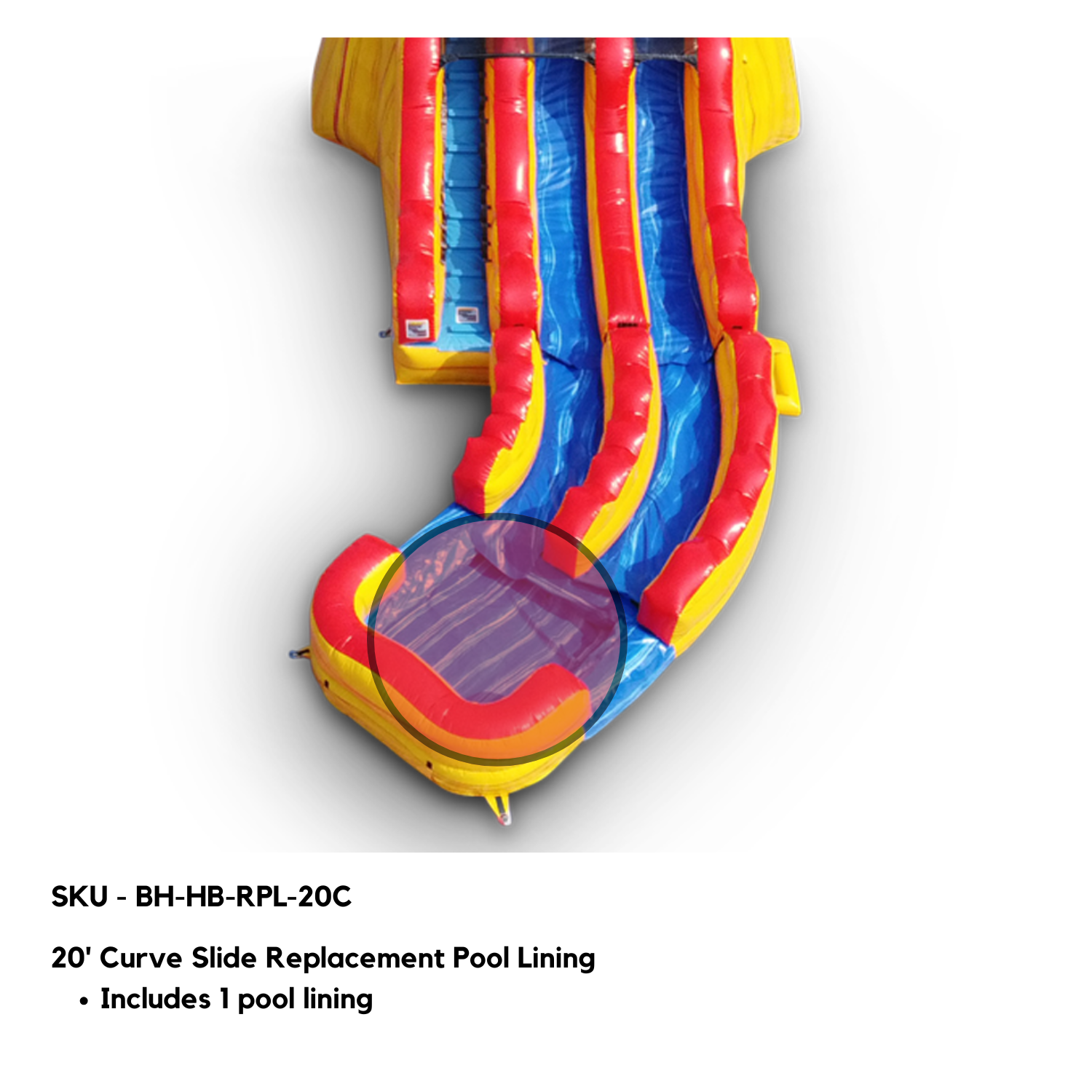 20 Curved Slide Pool Lining Replacement (Blue) - HullaBalloo Sales