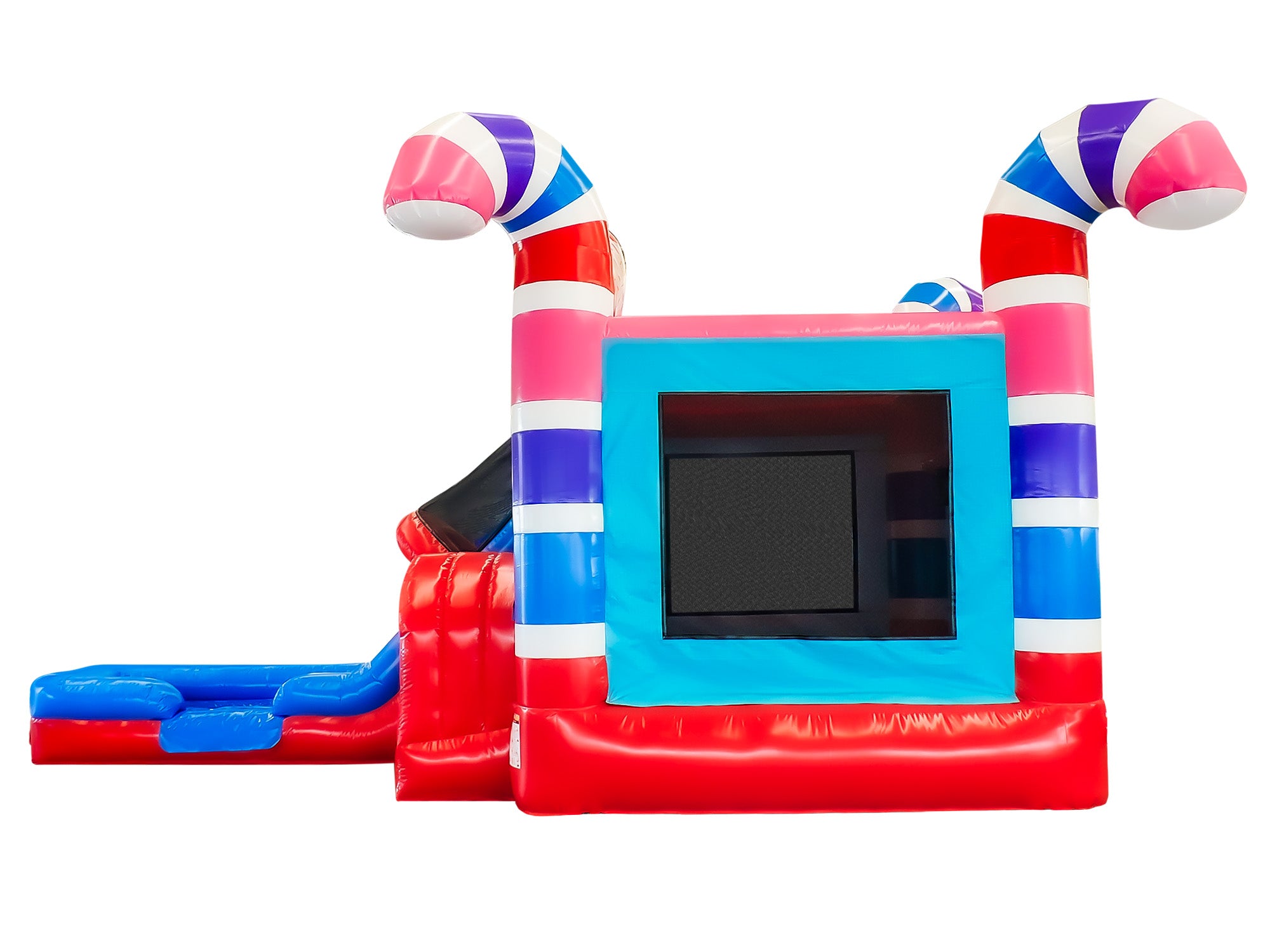 Left Side View of 4in1 Candy Bounce House Combo | HullaBalloo Sales