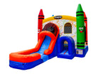 Front Left View of 4in1 Crayon Bounce House Combo | HullaBalloo Sales