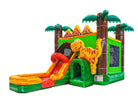 Front Left View of 4in1 Dinosaur Inflatable Bounce House Combo | HullaBalloo sales