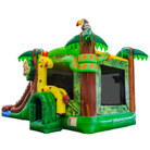 Front Left View of 5in1 Jungle Inflatable Combo | HullaBalloo Sales