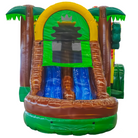 Dual Lane Slide View of 5in1 Jungle Combo Inflatable | HullaBalloo Sales