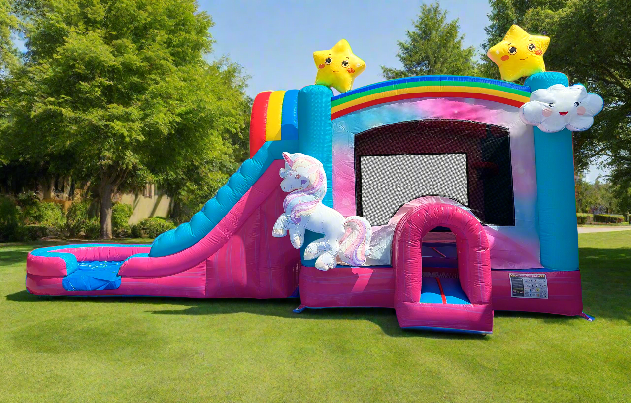 Outside View of 5in1 Enchanted Combo Inflatable - HullaBalloo Sales