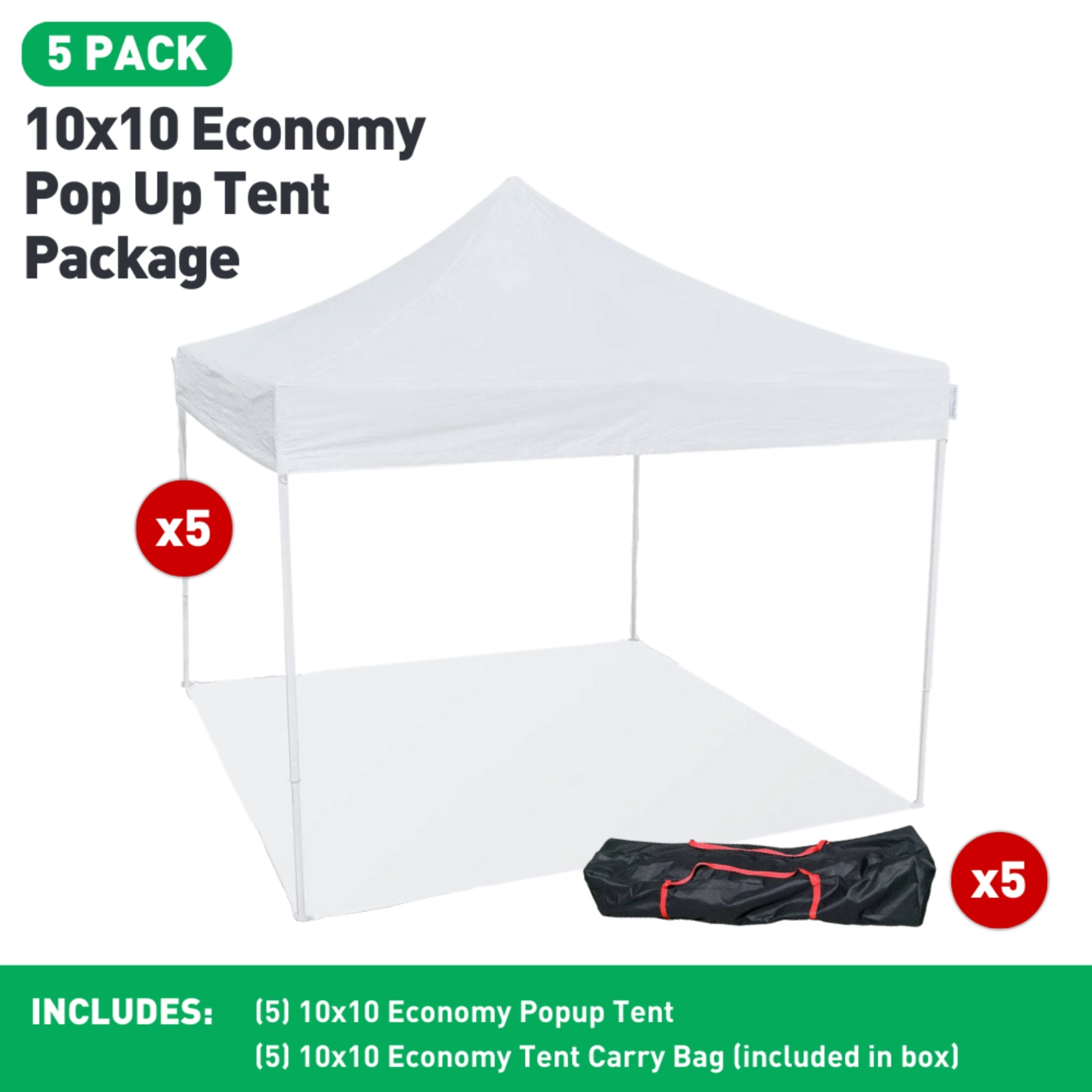 Economy Pop Up Tent Package Deal - 5 Pack - HullaBalloo Sales