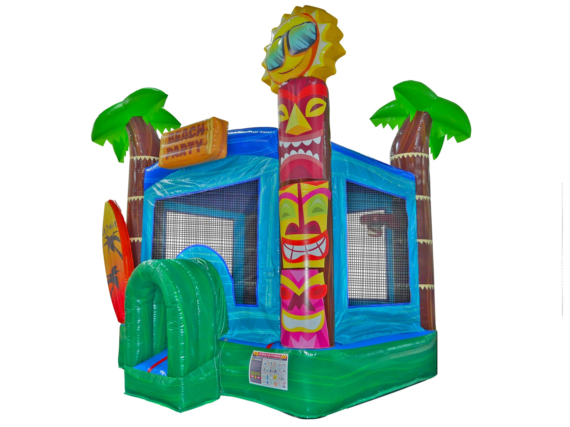 Front Left View of Aloha Bounce House 13 - HullaBalloo Sales