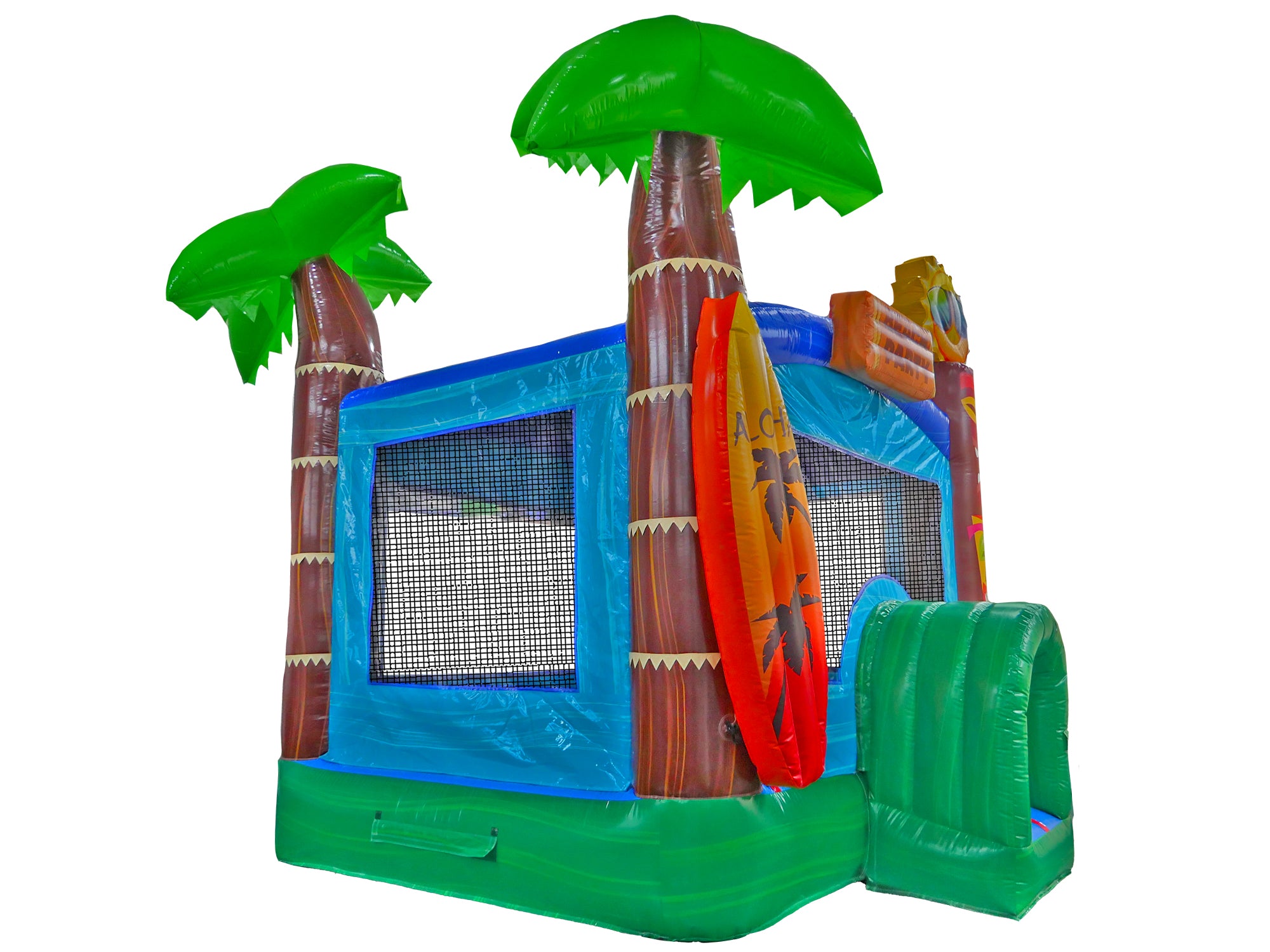 Front Right View of Aloha Bounce House 15 - HullaBalloo Sales