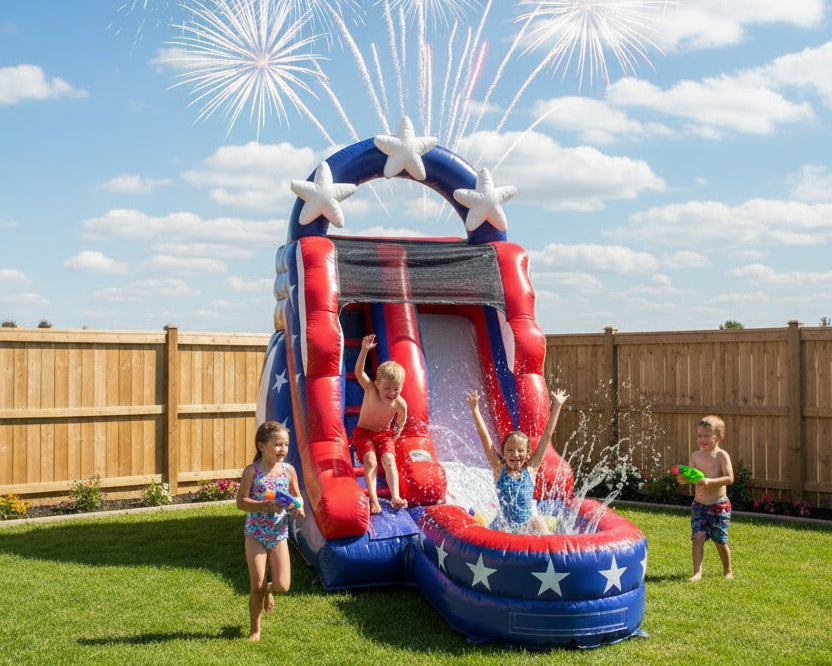 USA themed stars strips waterslide for sale