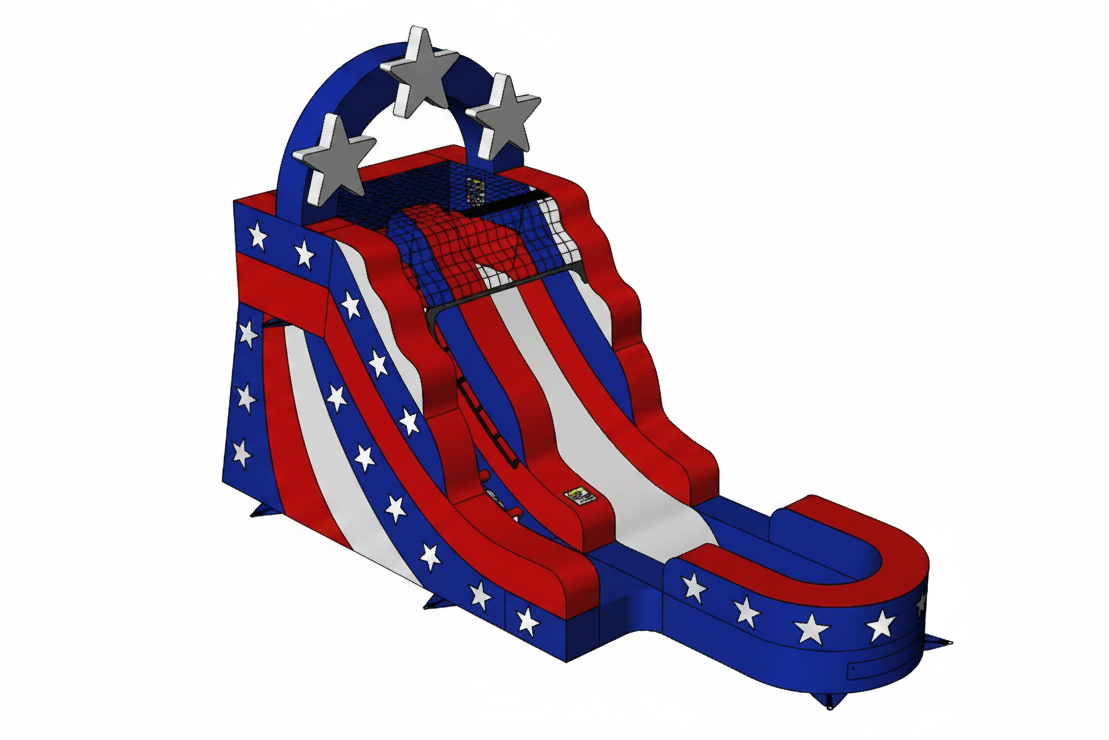 inflatable blazin usa waterslide with pool