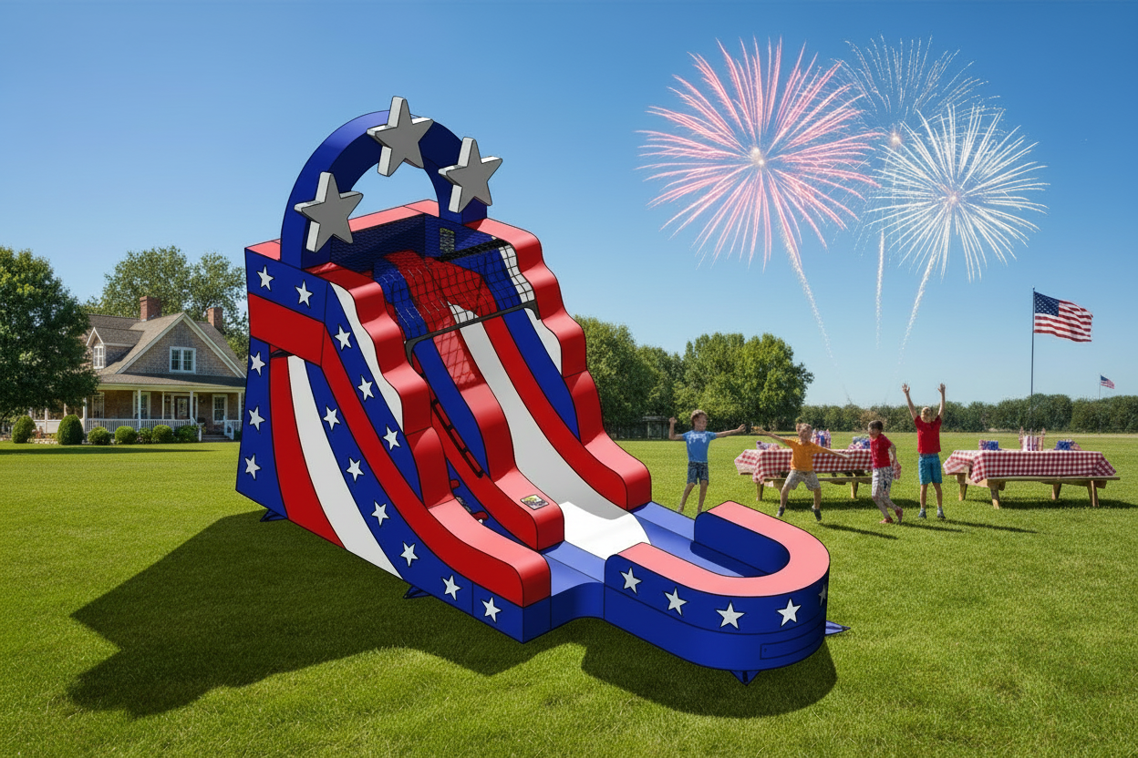 usa inflatable waterslide with pool