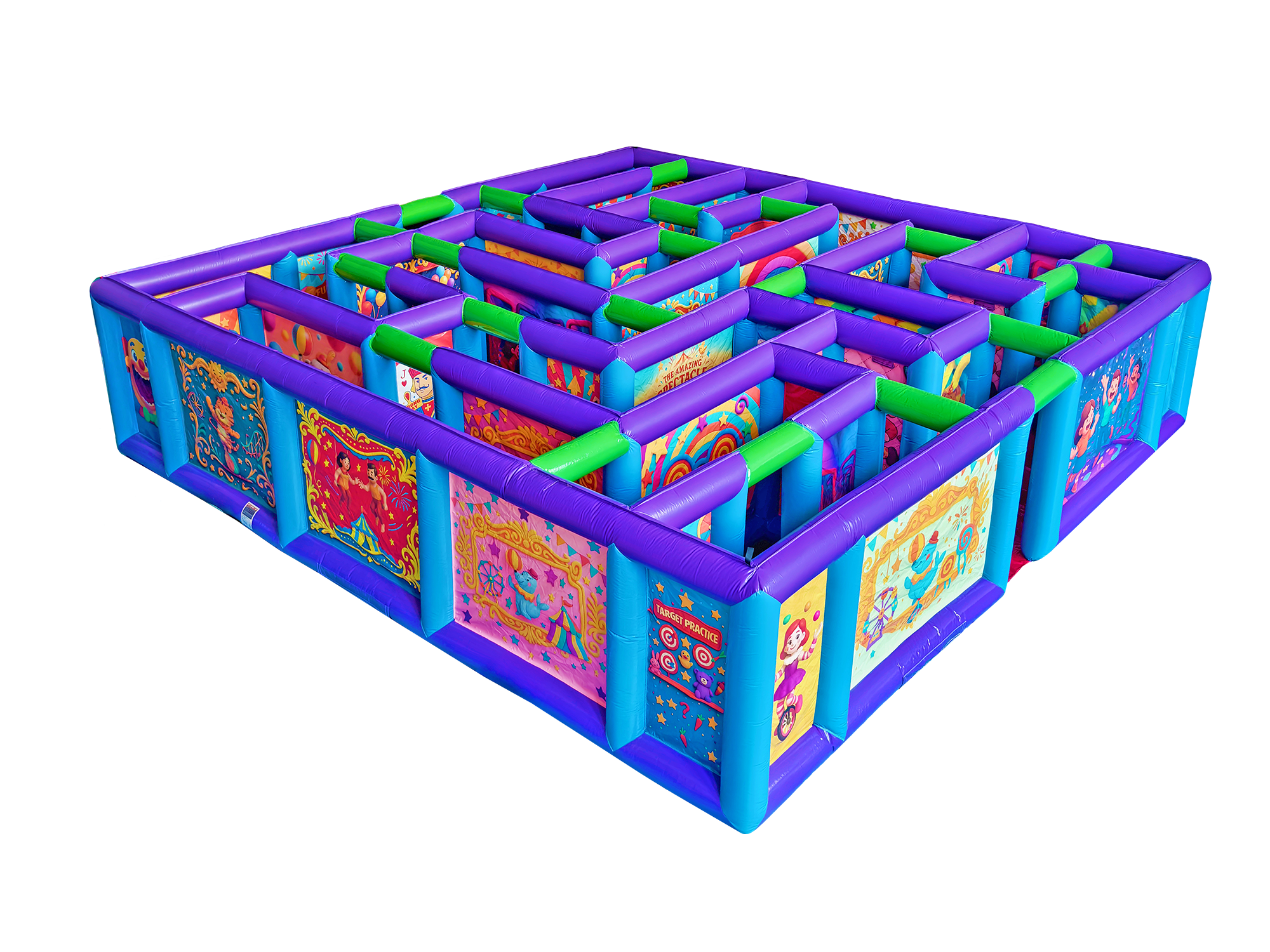 Front Right View of Inflatable Fun Carnival Maze - HullaBalloo Sales