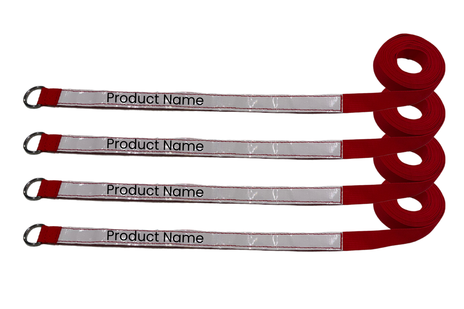 White Vinyl Label of Roll-Up Inflatable Storage D-Ring Straps – 1" x 13ft