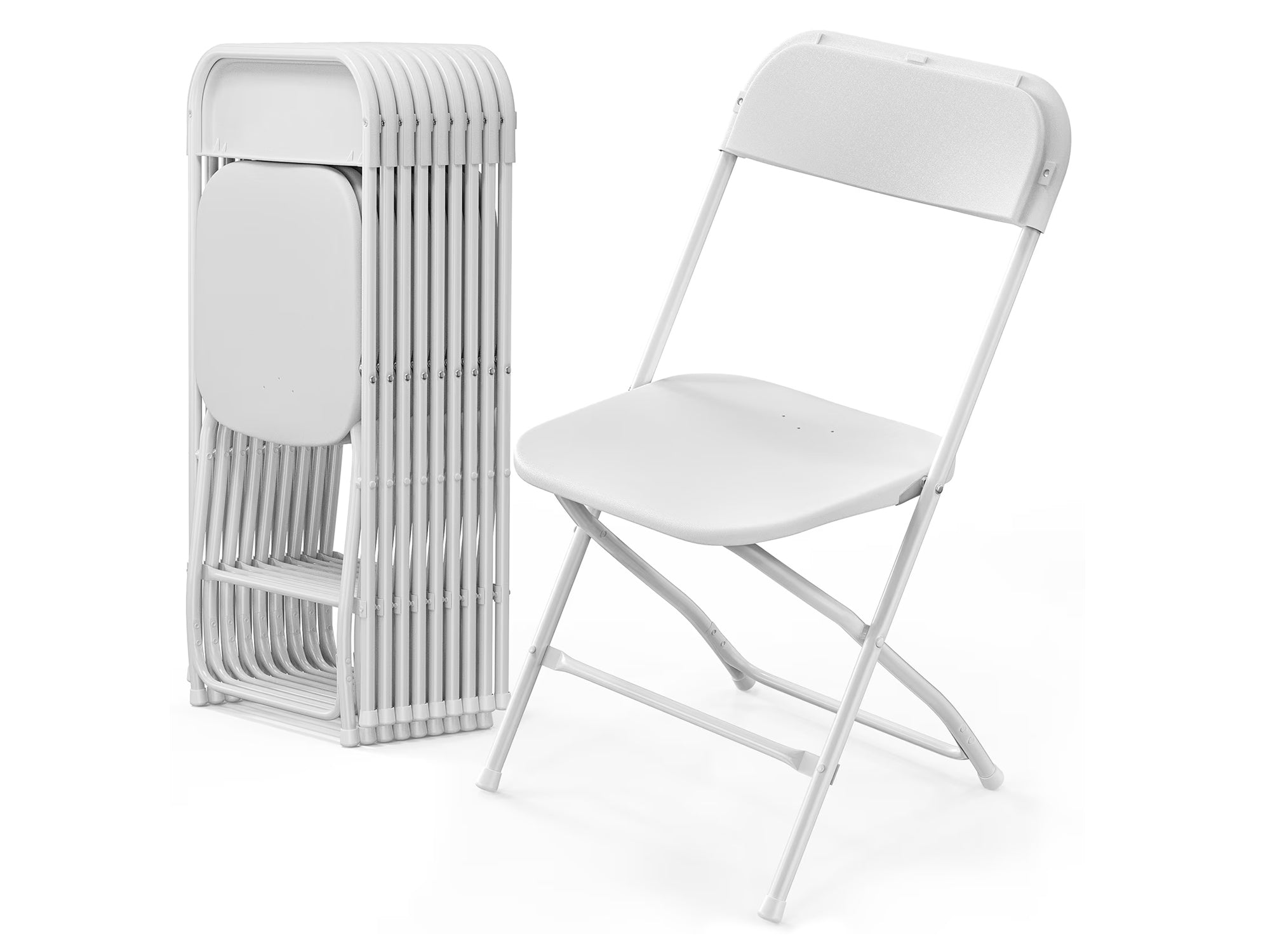 White Poly Plastic Folding Chairs - Box of 10