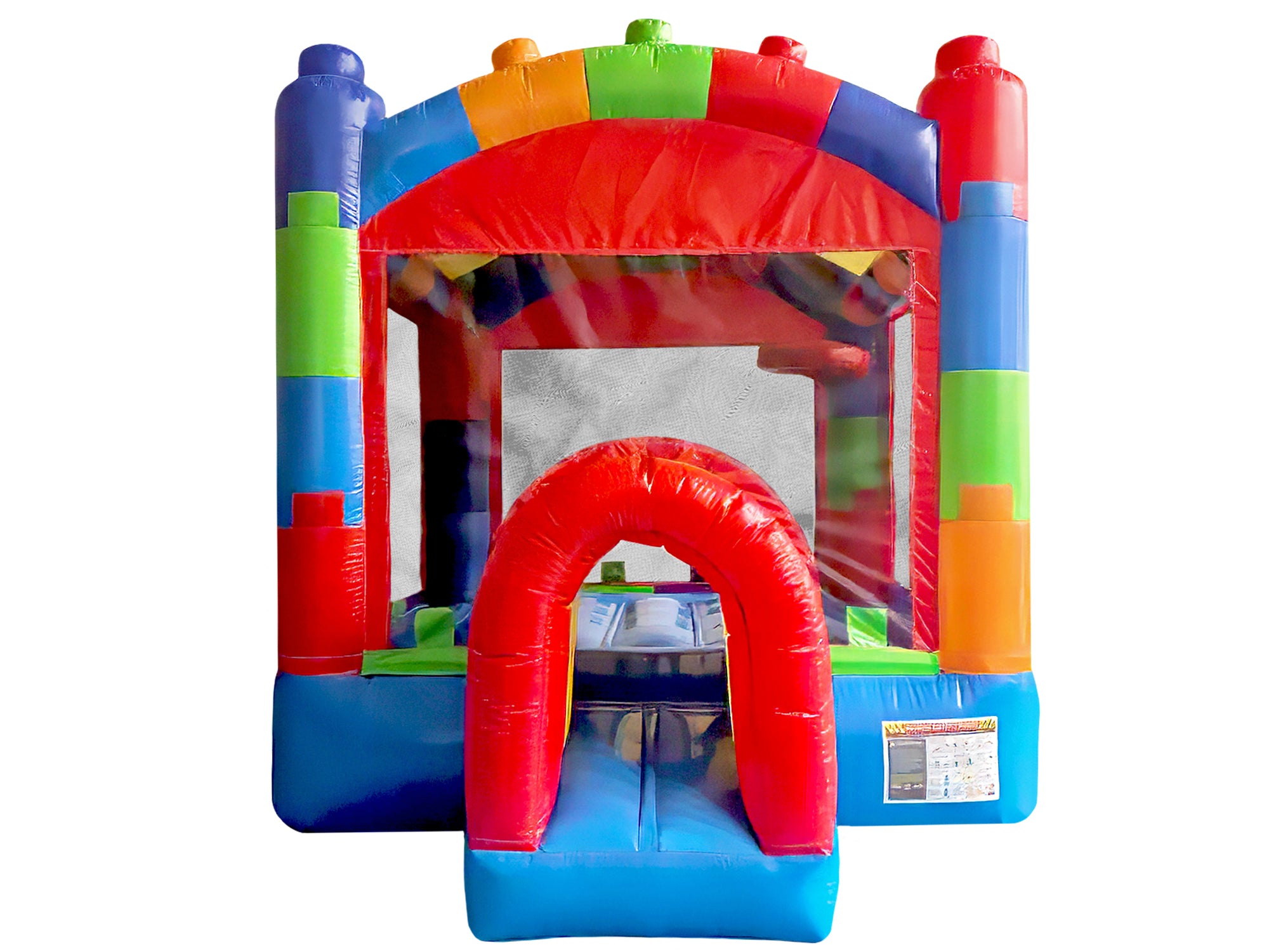 Front View of 10-foot by 10-foot Commercial Crossover Blocks Bounce House - HullaBalloo Sales