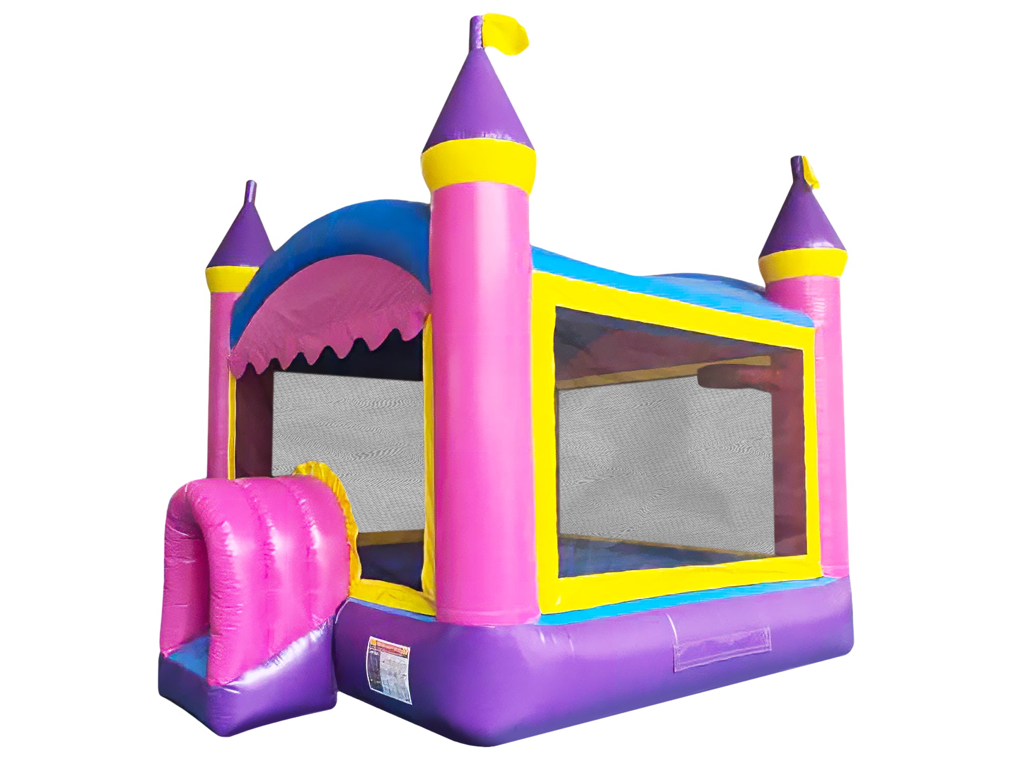 Front Left View of Commercial Crossover Princess Bounce House 13 - HullaBalloo Sales