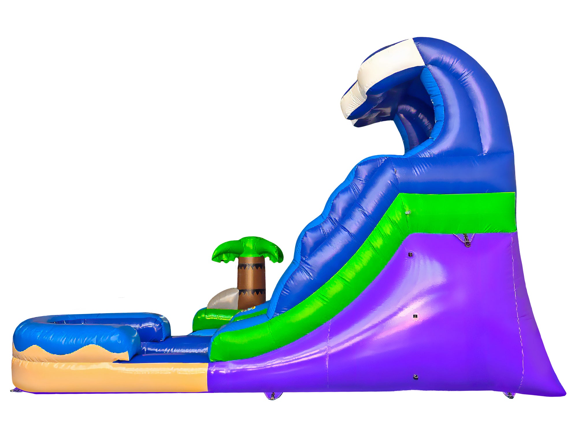 Left Side View of 15-foot Commercial Crossover Island Breeze Slide With Pool - HullaBalloo Sales