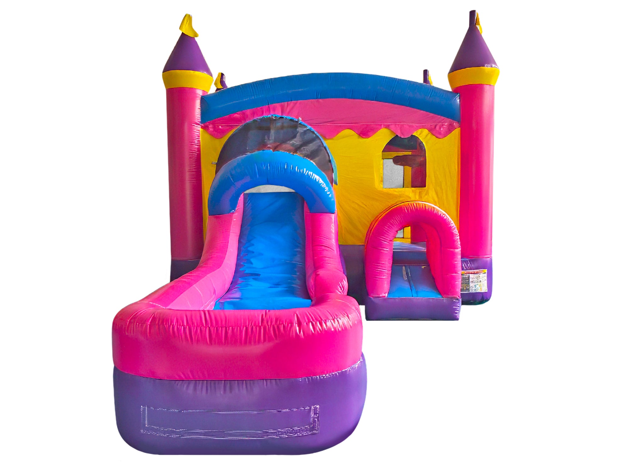 Front View of 4in1 Commercial Crossover Princess Inflatable Combo Wet/Dry - HullaBalloo Sales