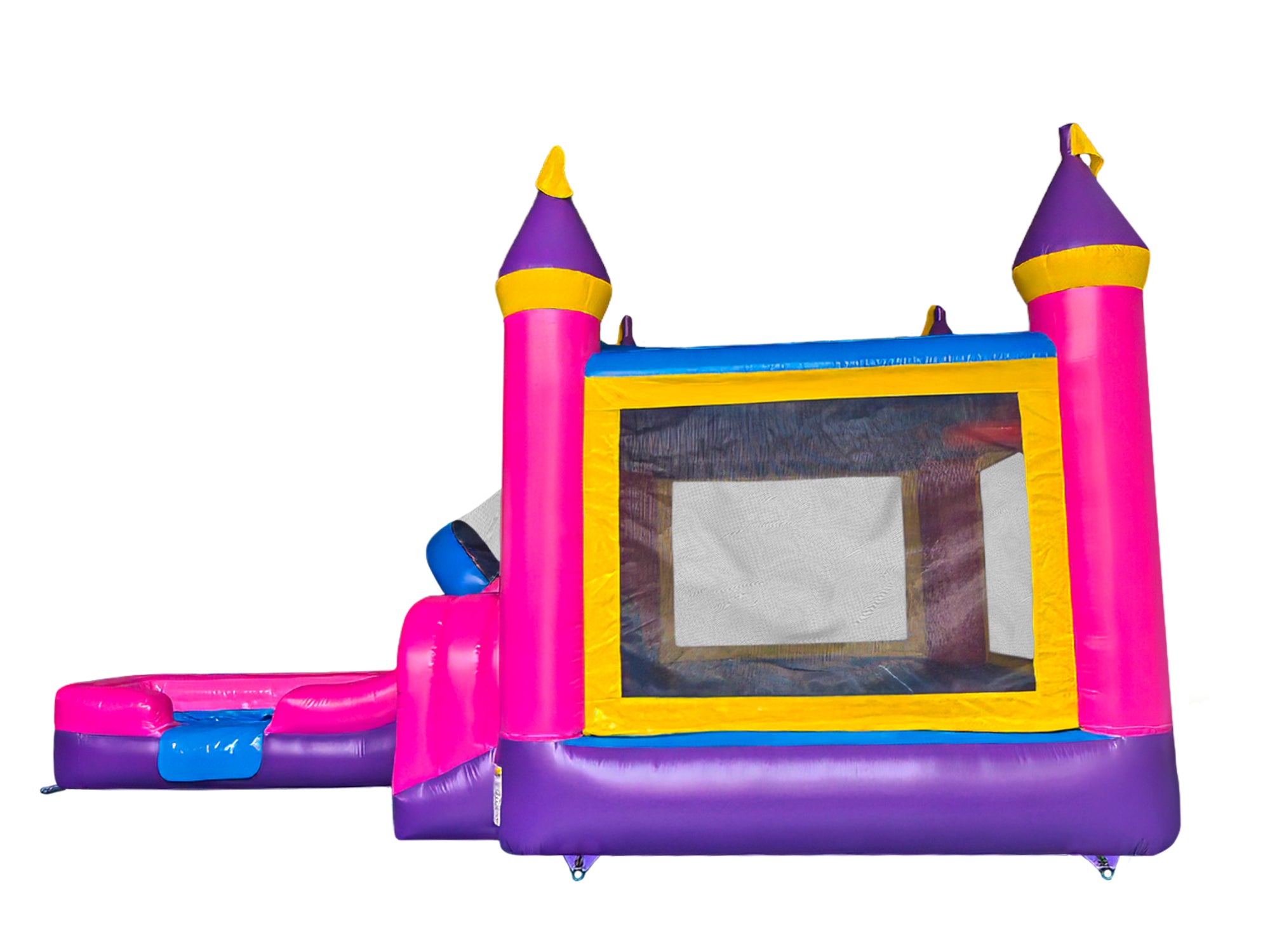 Left Side View of 4in1 Commercial Crossover Princess Inflatable Combo Wet/Dry - HullaBalloo Sales