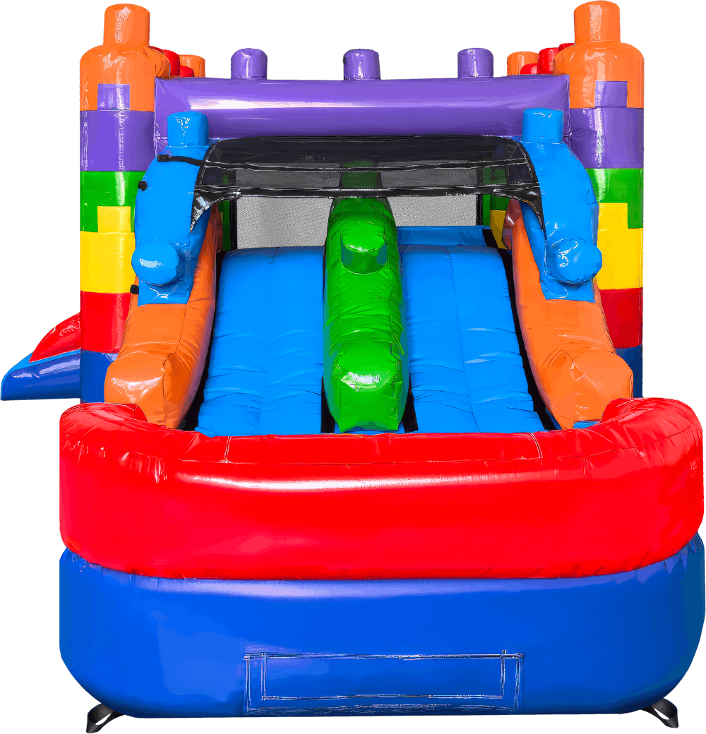 Dual Lane Slide View of Mini Blocks Bounce and Slide Wet/Dry - HullaBalloo Sales