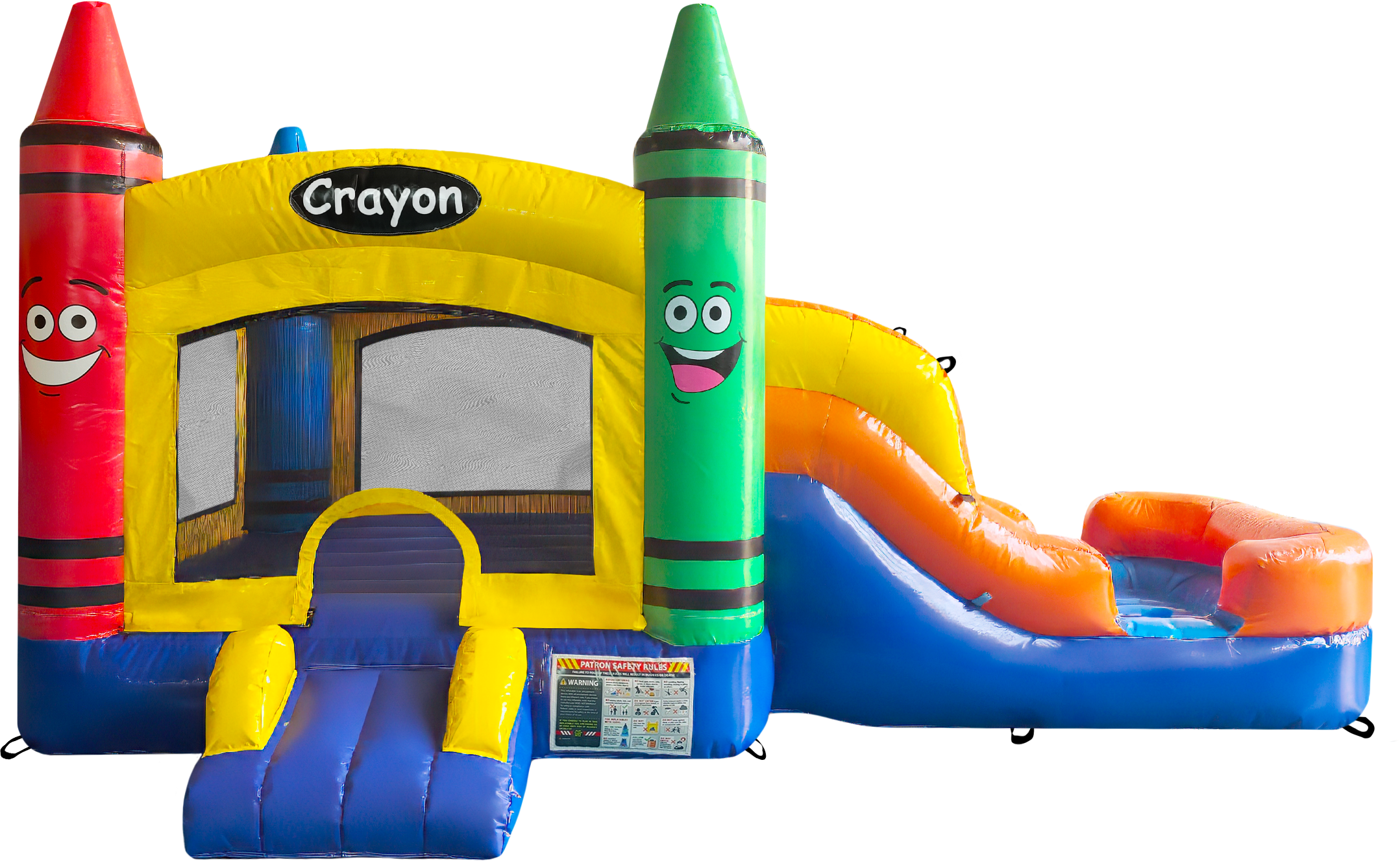 Front View of Mini Crayon Wet/Dry Inflatable Combo - HullaBalloo Sales
