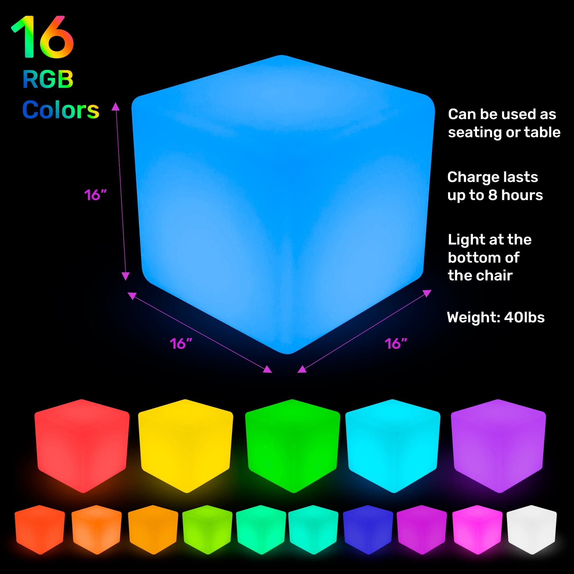 LED Cube 19" - HullaBalloo Sales