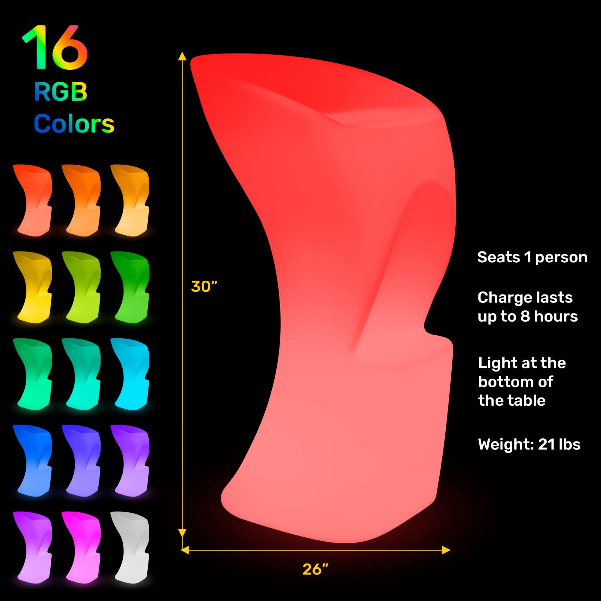 LED Bar Stool - HullaBalloo Sales