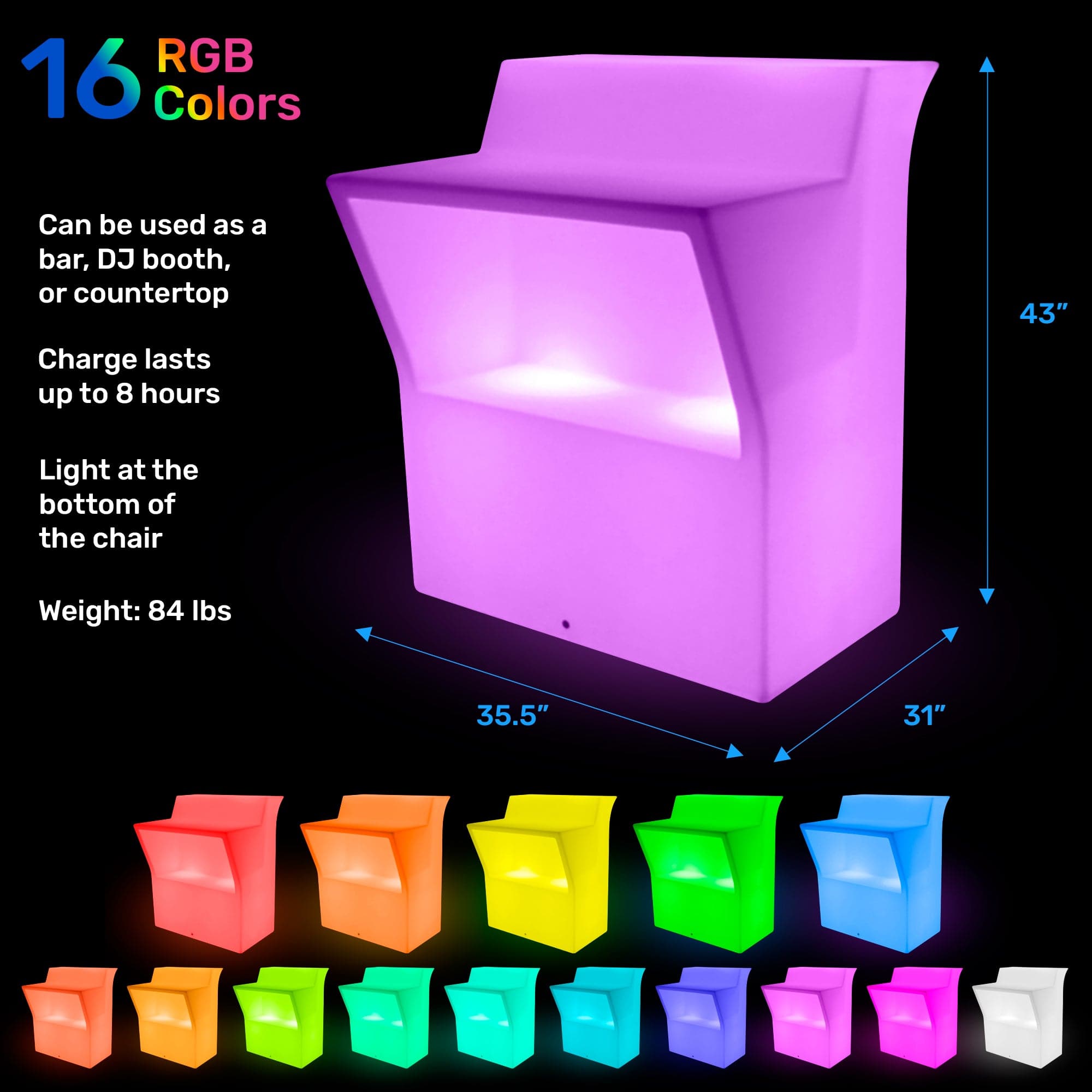 LED Straight Bar Counter - HullaBalloo Sales