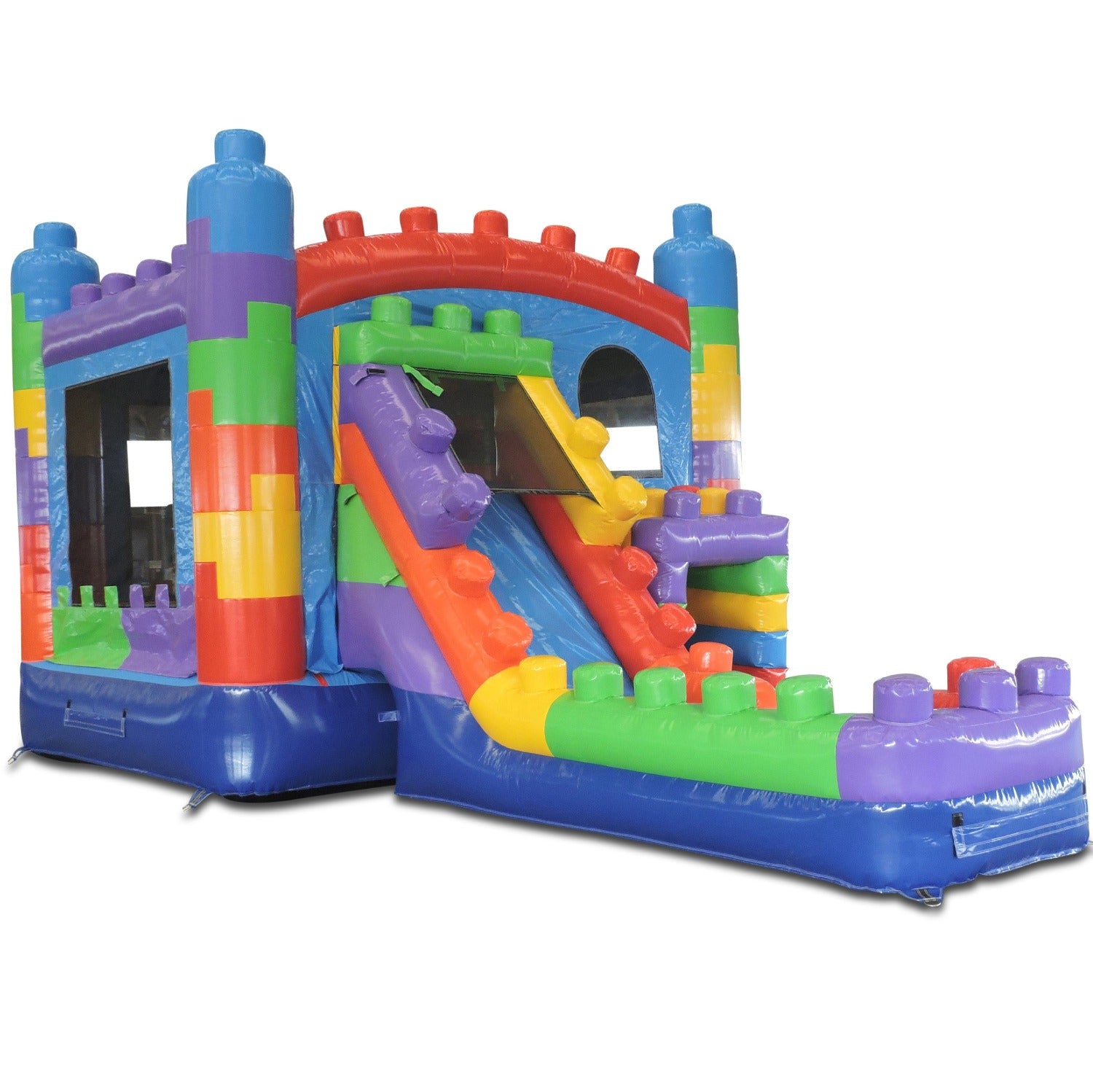 Front Right View of 4in1 Blocks Bouncer Combo  | HullaBalloo Sales