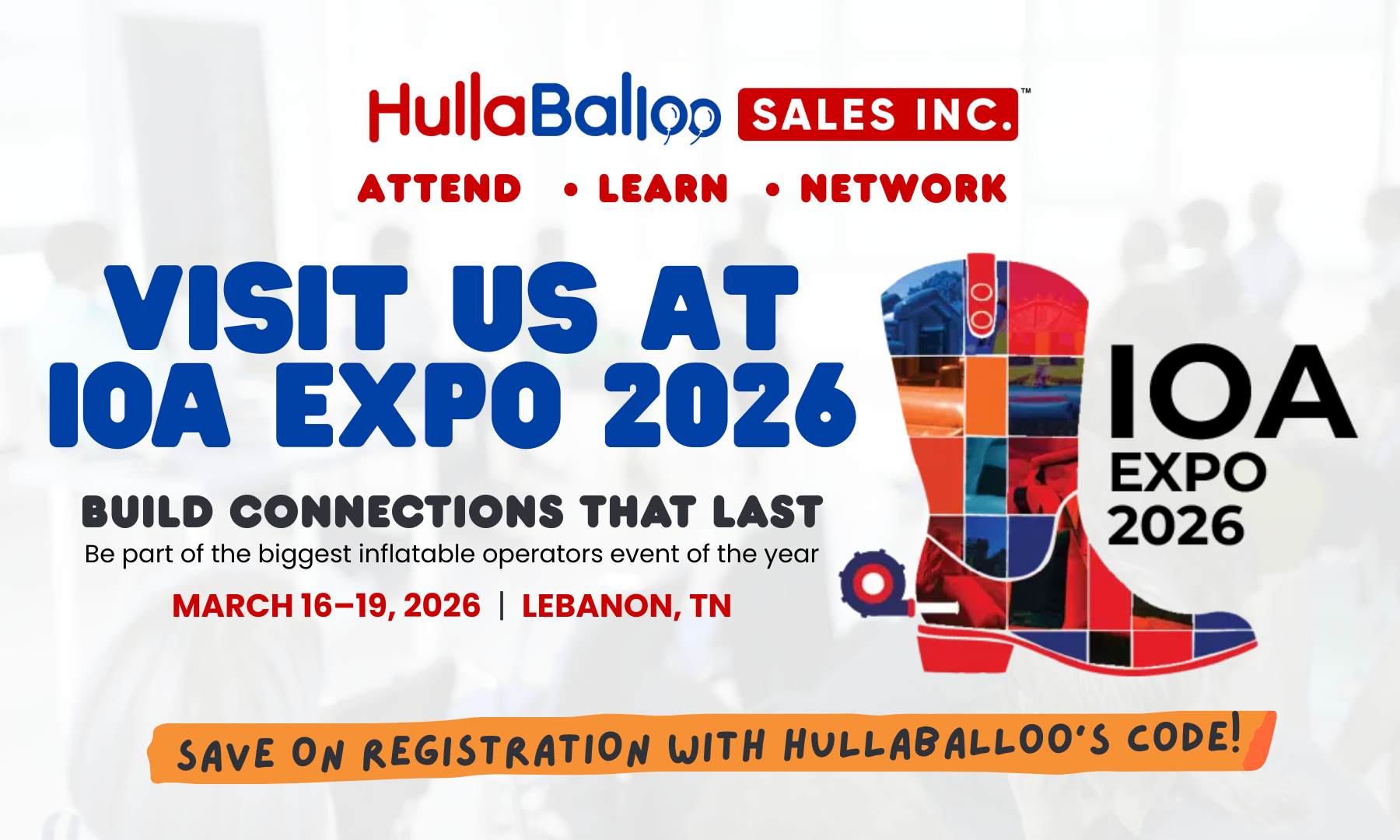 HullaBalloo Sales attending the 2026 IOA Expo Banner
