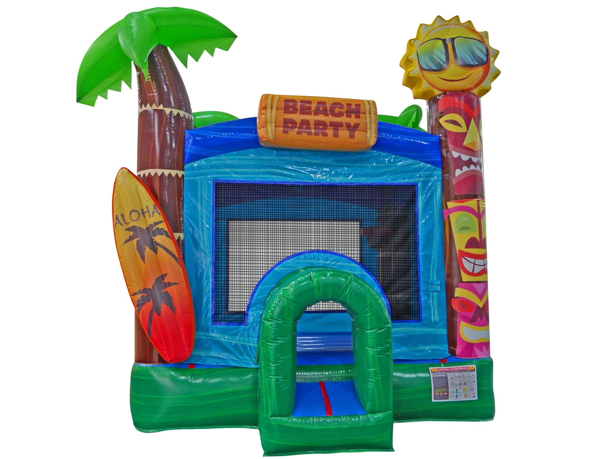 Front View of Aloha Bounce House 13x13 | HullaBalloo Sales