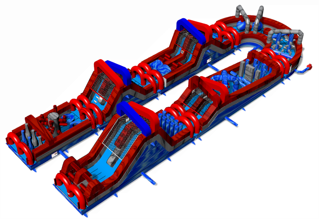 169 U Blazin Obstacle Course Side View Rendering | HullaBalloo Sales