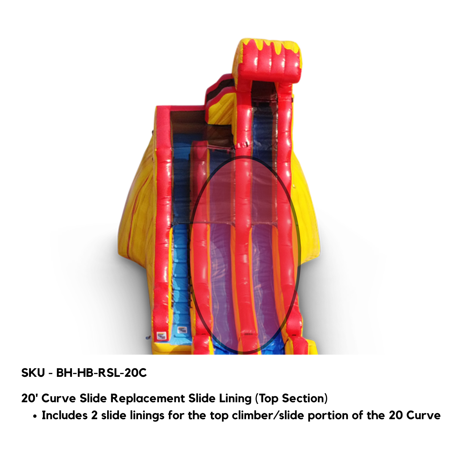 20' Curve Slide Replacement Slide Lining (Top Section) - HullaBalloo Sales