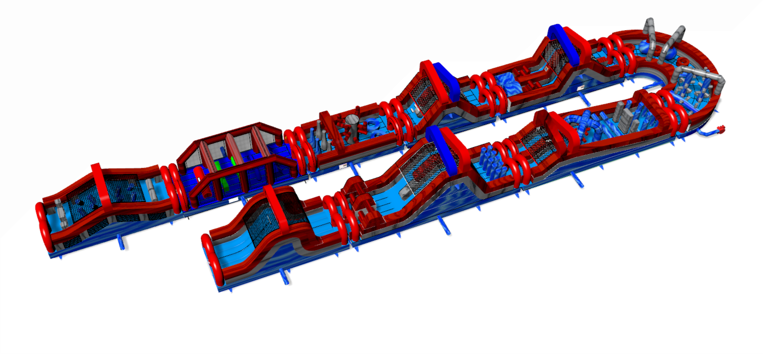 3D Rendering of 244 U Blazin Obstacle Course | HullaBalloo Sales