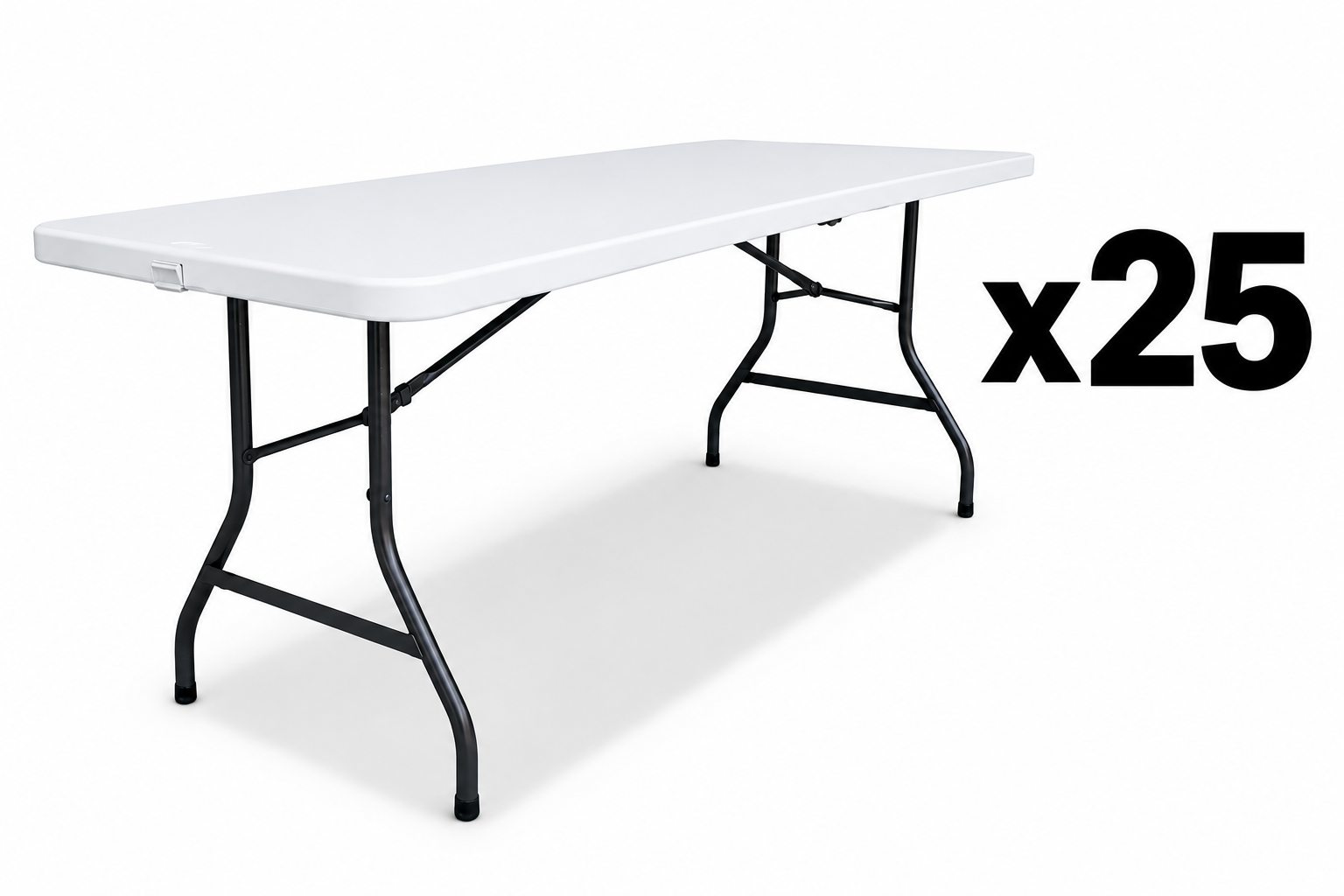 25 pack of 6 foot fold in half rectangle resin plastic folding tables