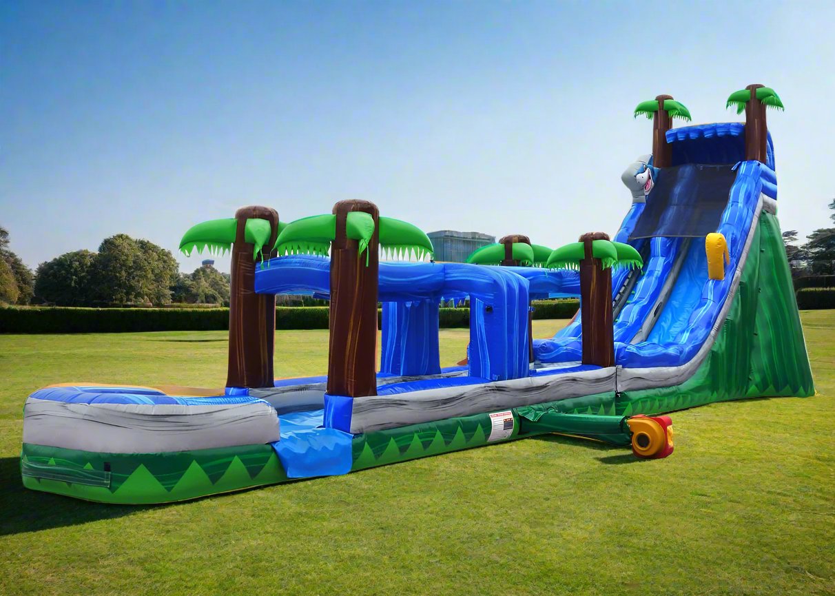 27 Tropical Giant Inflatable Waterslide with Pool - HullaBalloo Sales