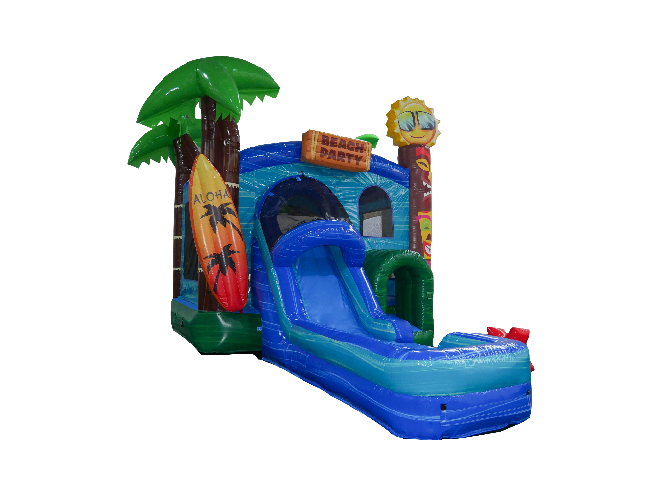 Front Right View of 4in1 Aloha Bounce and Slide Combo | HullaBalloo Sales