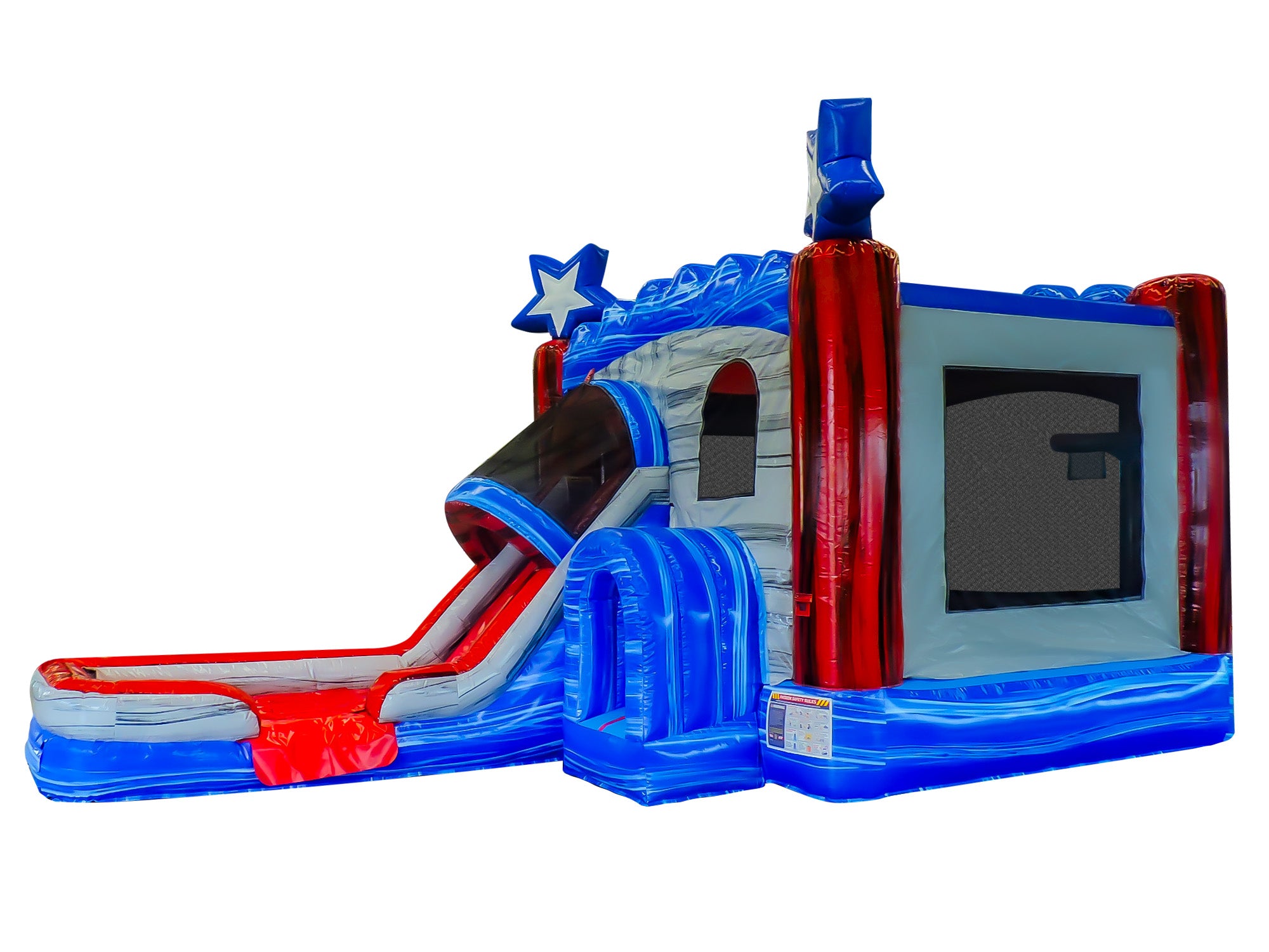 Side View of 4in1 Blazin Bounce and Slide Combo | HullaBalloo Sales