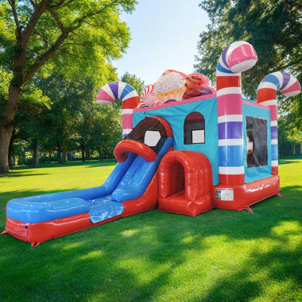 4in1 Candy Cane Bounce House Waterslide Combo Wet/Dry