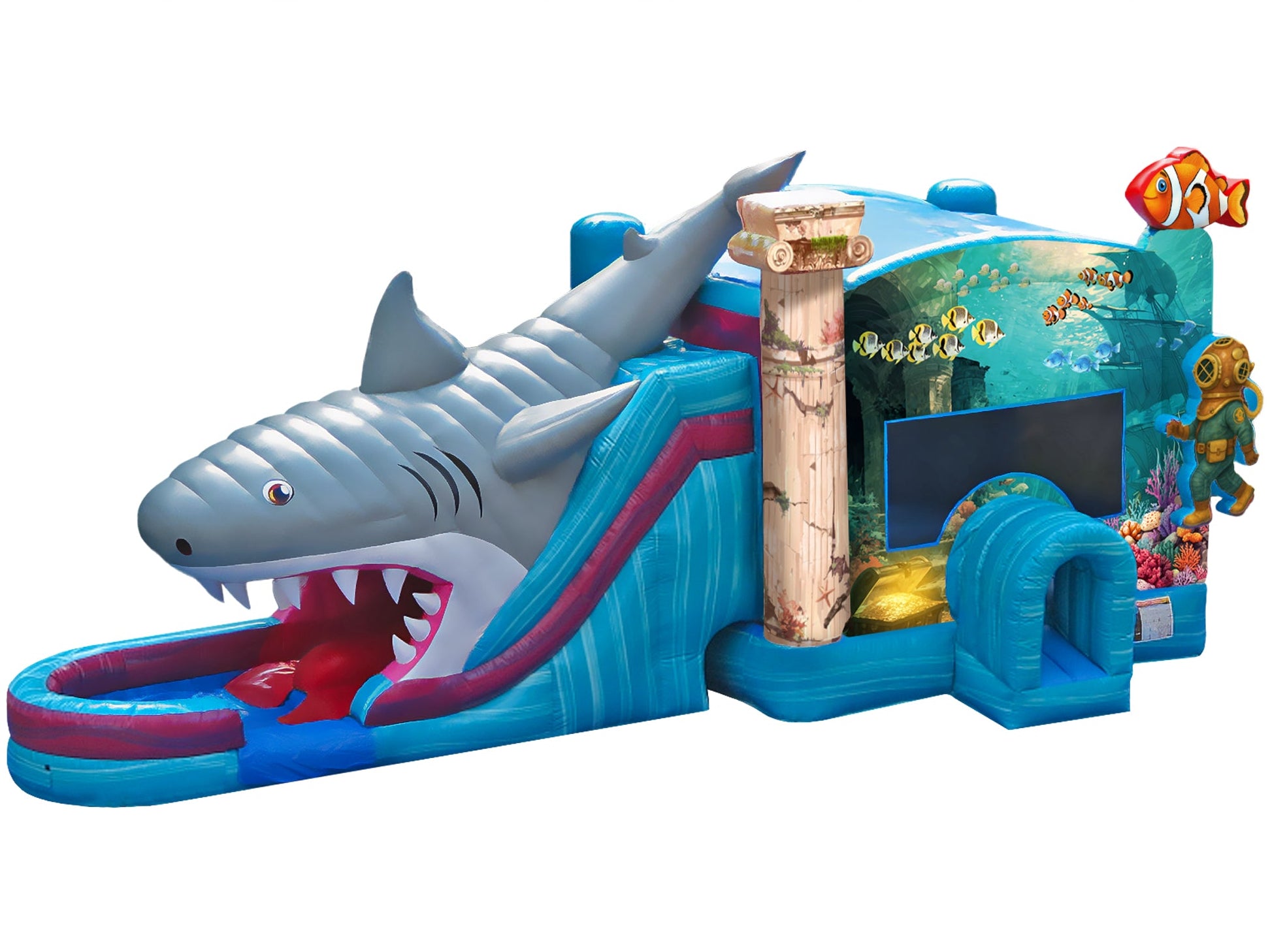 5in1 Atlantis Underwater Adventure Dual Lane Inflatable Bounce House Combo | HullaBalloo Sales