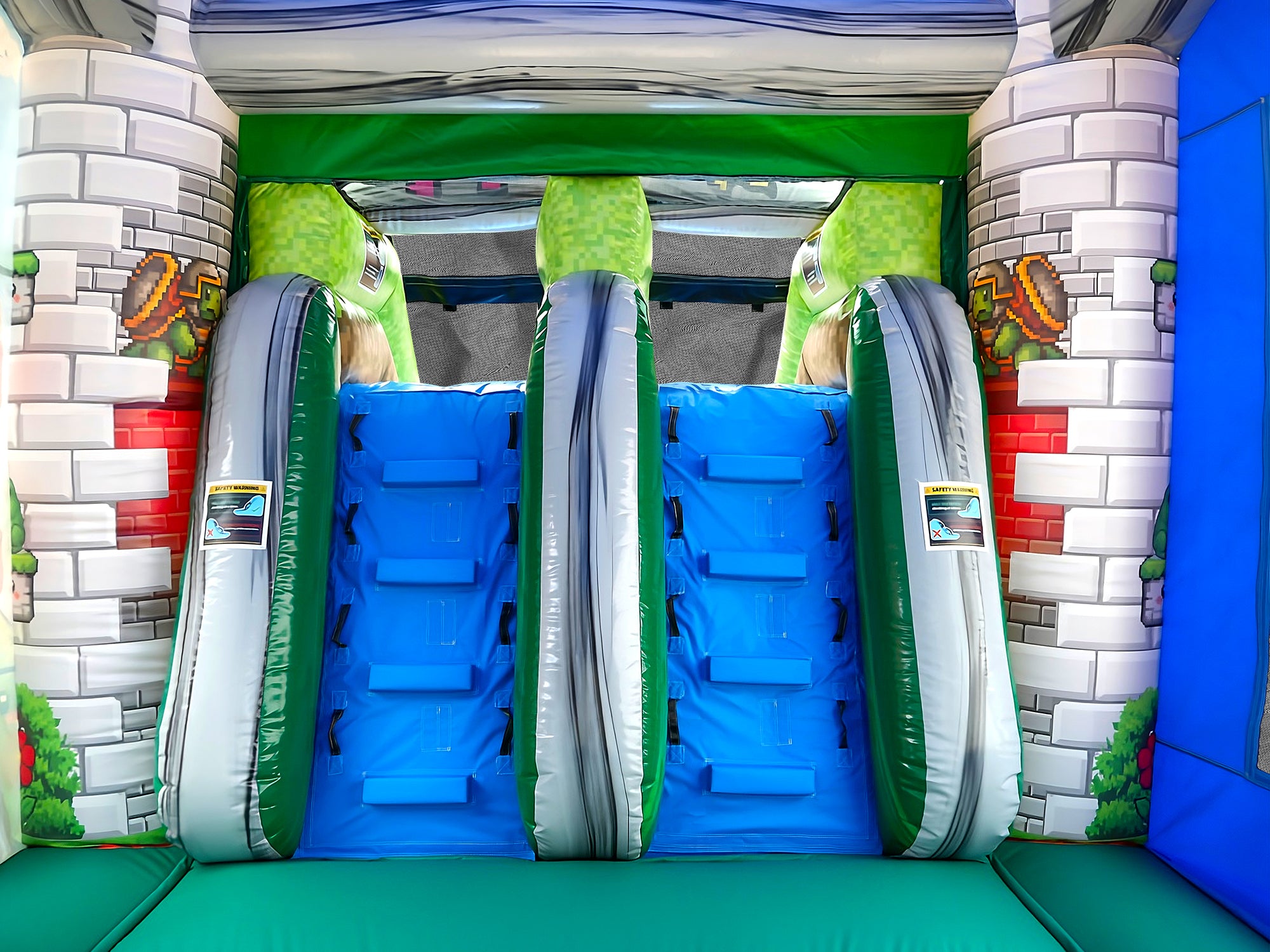 Dual Lane Climbers for 5in1 Gaming Pixel Bounce House Combo | HullaBalloo Sales