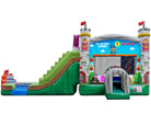 Front View of 5in1 Dual Lane Pixel Gaming Bounce House Combo | HullaBalloo Sales