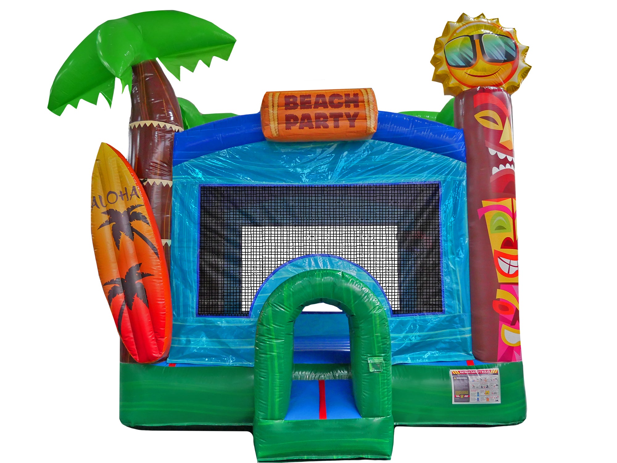 Front View of Aloha Bounce House 15x15 | HullaBalloo Sales
