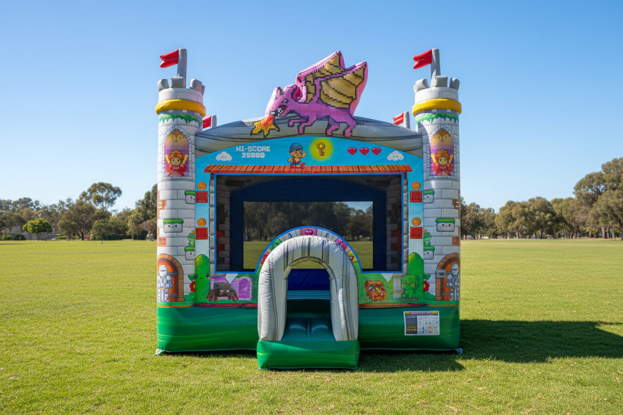 Front View of Pixel Gaming Bounce House 13 - HullaBalloo Sales