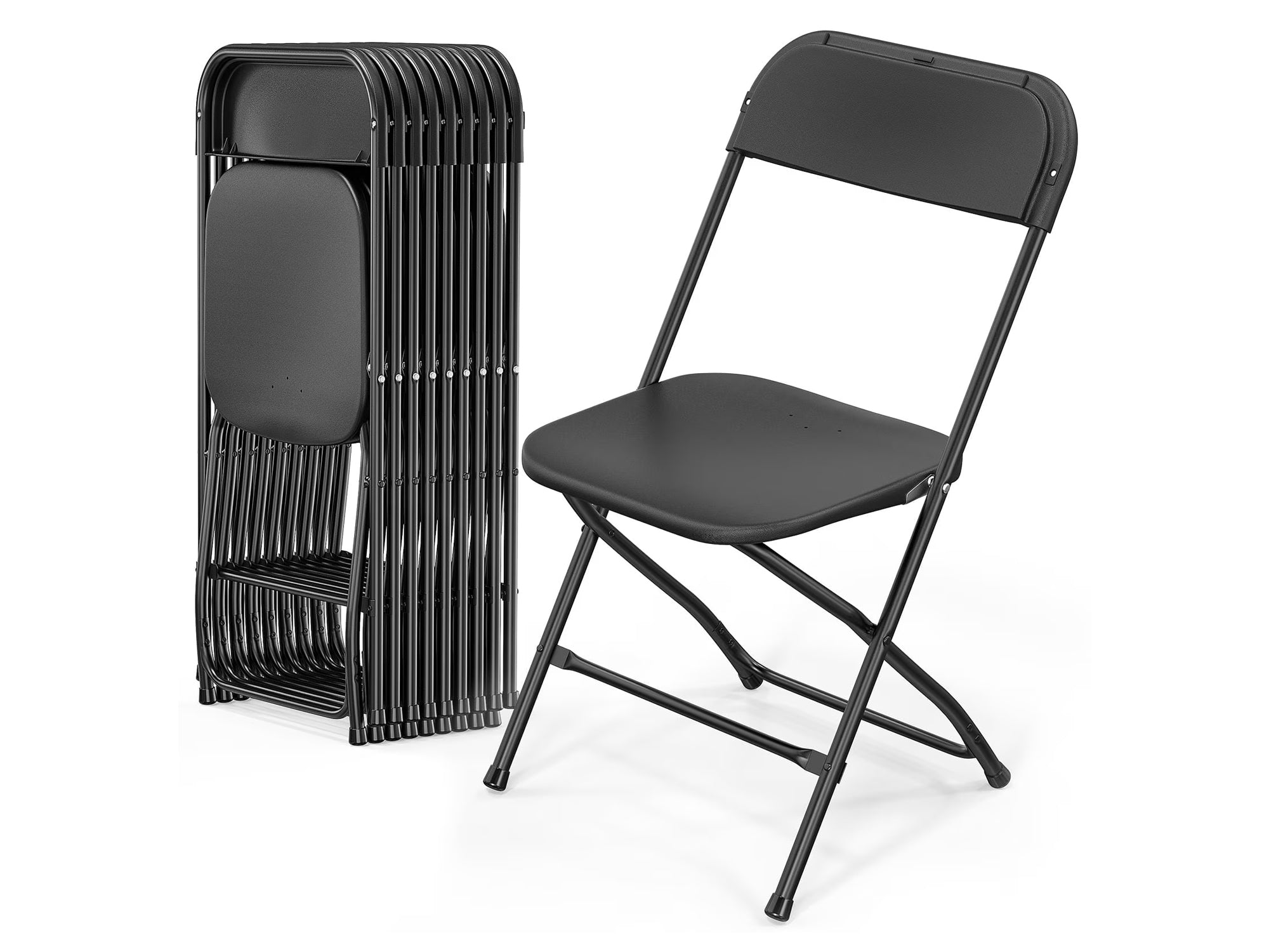 Black Poly Plastic Folding Chairs - Box of 10 - HullaBalloo Sales