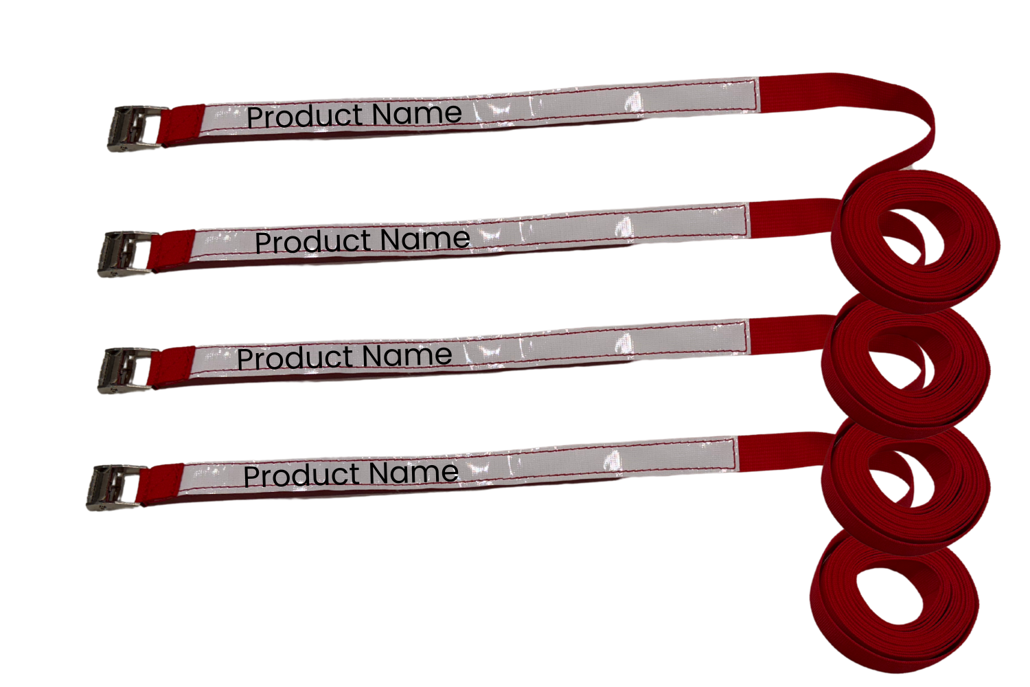 White Vinyl Label of Roll-Up Inflatable Storage Cam Buckle Straps – 1" x 13ft