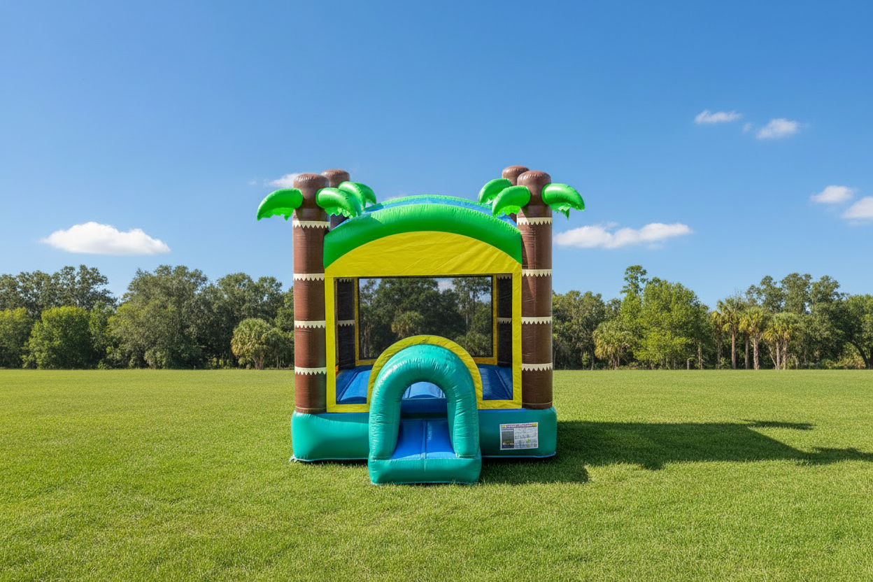 Outside View of 10-foot by 10-foot Commercial Crossover Tropical Bounce House - HullaBalloo Sales