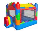 Front Left View of 13-foot by 13-foot Commercial Crossover Blocks Bounce House - HullaBalloo Sales