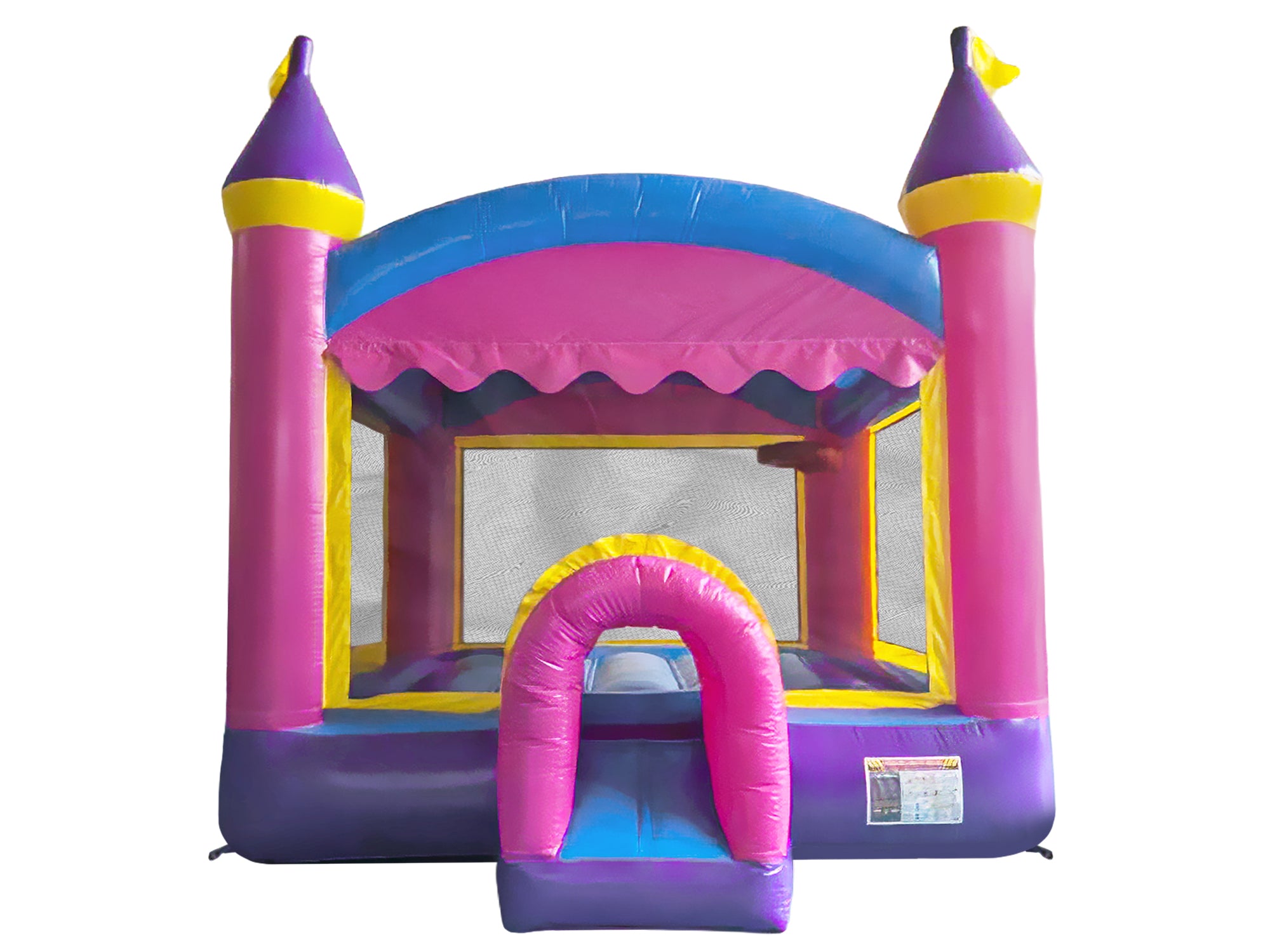 Front View of 13-foot Commercial Crossover Princess Bounce House - HullaBalloo Sales