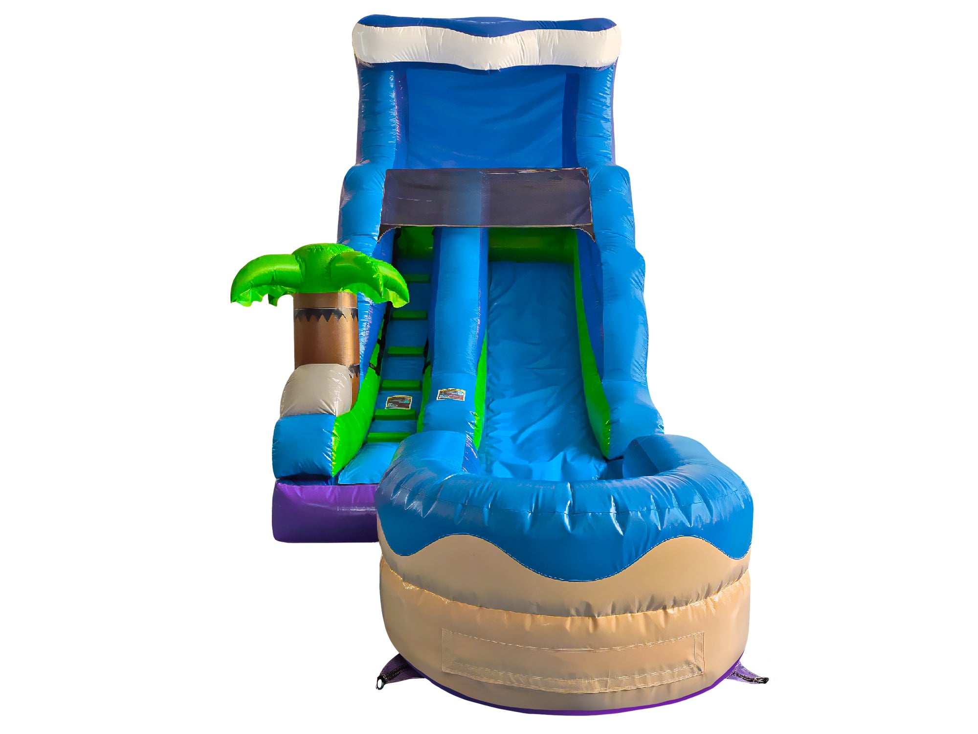 Front View of 15-foot Commercial Crossover Island Breeze Slide With Pool - HullaBalloo Sales